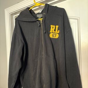 Polo Jeans Company Full Zip Hoodie X-Large Black Embroidered RL 67 Logo Y2K
